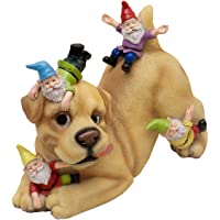 TERESAS COLLECTIONS Adornos de Jardín de Gnomo- 28.5cm Figurilla de Resina de Travieso Perrito y Gnomo- Accesorios de…